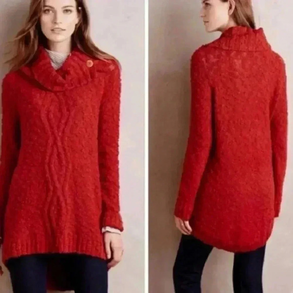 Anthropologie Moth Cable Knit Mock Neck Sweater Size Medium - Picture 7 of 7
